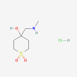 molecular formula C7H16ClNO3S B13589780 4-Hydroxy-4-[(methylamino)methyl]-1lambda6-thiane-1,1-dionehydrochloride 