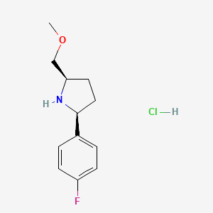 molecular formula C12H17ClFNO B13589914 (2S,5R)-2-(4-fluorophenyl)-5-(methoxymethyl)pyrrolidinehydrochloride 