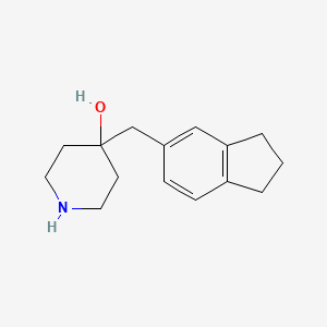 molecular formula C15H21NO B13589923 4-((2,3-Dihydro-1h-inden-5-yl)methyl)piperidin-4-ol 