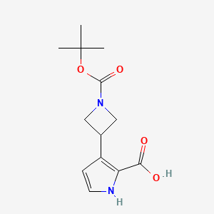 molecular formula C13H18N2O4 B13590026 3-{1-[(tert-butoxy)carbonyl]azetidin-3-yl}-1H-pyrrole-2-carboxylic acid CAS No. 2792185-60-3