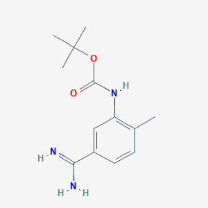 molecular formula C13H19N3O2 B13590035 Tert-butyl (5-carbamimidoyl-2-methylphenyl)carbamate 