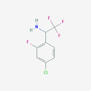 molecular formula C8H6ClF4N B13590084 1-(4-Chloro-2-fluorophenyl)-2,2,2-trifluoroethan-1-amine CAS No. 886371-02-4