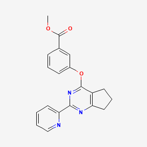 molecular formula C20H17N3O3 B13590161 methyl3-{[2-(pyridin-2-yl)-5H,6H,7H-cyclopenta[d]pyrimidin-4-yl]oxy}benzoate 
