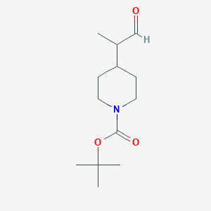 molecular formula C13H23NO3 B13590991 1-Piperidinecarboxylic acid, 4-(1-methyl-2-oxoethyl)-, 1,1-dimethylethyl ester CAS No. 473837-04-6