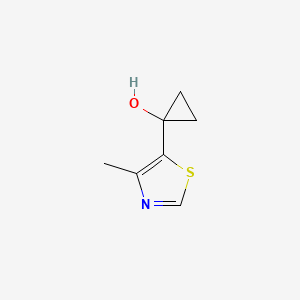 molecular formula C7H9NOS B13591567 1-(4-Methylthiazol-5-yl)cyclopropan-1-ol 