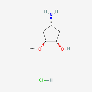 molecular formula C6H14ClNO2 B13591649 rac-(1R,2S,4S)-4-amino-2-methoxycyclopentan-1-ol hydrochloride 