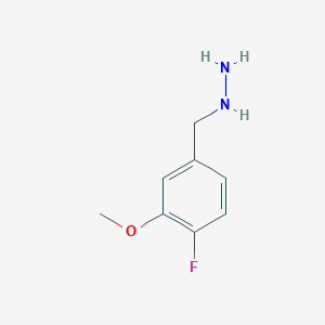 molecular formula C8H11FN2O B13591686 [(4-Fluoro-3-methoxyphenyl)methyl]hydrazine 