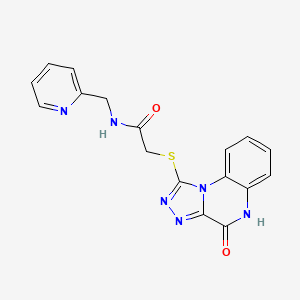 molecular formula C17H14N6O2S B13592043 2-({4-oxo-4H,5H-[1,2,4]triazolo[4,3-a]quinoxalin-1-yl}sulfanyl)-N-[(pyridin-2-yl)methyl]acetamide 