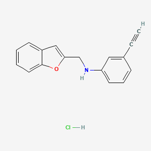 molecular formula C17H14ClNO B13592088 N-[(1-benzofuran-2-yl)methyl]-3-ethynylanilinehydrochloride 