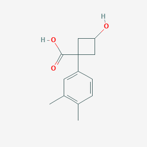 molecular formula C13H16O3 B13592089 1-(3,4-Dimethylphenyl)-3-hydroxycyclobutane-1-carboxylic acid 