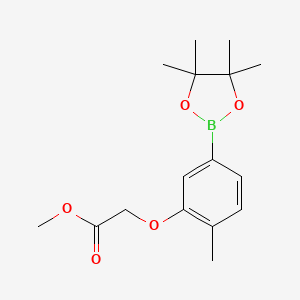 molecular formula C16H23BO5 B13592108 Methyl 2-(2-methyl-5-(4,4,5,5-tetramethyl-1,3,2-dioxaborolan-2-yl)phenoxy)acetate 