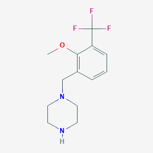 molecular formula C13H17F3N2O B13592151 1-{[2-Methoxy-3-(trifluoromethyl)phenyl]methyl}piperazine 