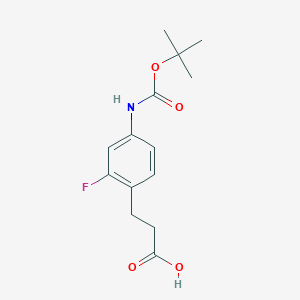 molecular formula C14H18FNO4 B13592205 3-(4-{[(Tert-butoxy)carbonyl]amino}-2-fluorophenyl)propanoic acid 