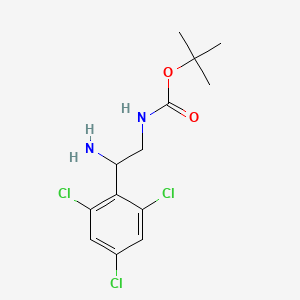 molecular formula C13H17Cl3N2O2 B13592247 tert-butyl N-[2-amino-2-(2,4,6-trichlorophenyl)ethyl]carbamate 
