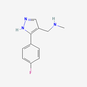molecular formula C11H12FN3 B1359227 1-[5-(4-氟苯基)-1H-吡唑-4-基]-N-甲基甲胺 CAS No. 1007521-55-2