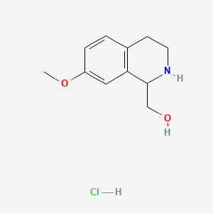 molecular formula C11H16ClNO2 B13592335 (7-Methoxy-1,2,3,4-tetrahydroisoquinolin-1-yl)methanolhydrochloride 