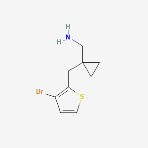 molecular formula C9H12BrNS B13592336 (1-((3-Bromothiophen-2-yl)methyl)cyclopropyl)methanamine 