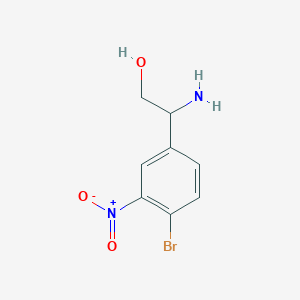 molecular formula C8H9BrN2O3 B13592353 2-Amino-2-(4-bromo-3-nitrophenyl)ethan-1-ol 