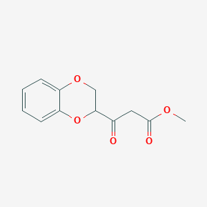 molecular formula C12H12O5 B13592394 Methyl 3-(2,3-dihydrobenzo[b][1,4]dioxin-2-yl)-3-oxopropanoate 