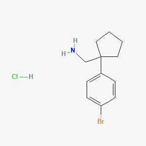 molecular formula C12H17BrClN B13592411 1-[1-(4-Bromophenyl)cyclopentyl]methanaminehydrochloride 