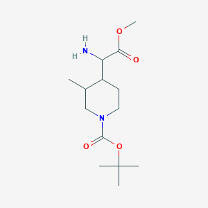 molecular formula C14H26N2O4 B13592445 Tert-butyl 4-(1-amino-2-methoxy-2-oxoethyl)-3-methylpiperidine-1-carboxylate 