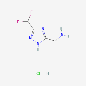 molecular formula C4H7ClF2N4 B13592456 1-[3-(difluoromethyl)-1H-1,2,4-triazol-5-yl]methanaminehydrochloride 