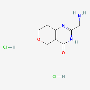 molecular formula C8H13Cl2N3O2 B13592509 2-(aminomethyl)-3H,4H,5H,7H,8H-pyrano[4,3-d]pyrimidin-4-onedihydrochloride 