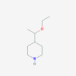 molecular formula C9H19NO B13592560 4-(1-Ethoxyethyl)piperidine 