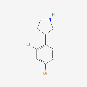molecular formula C10H11BrClN B13592579 3-(4-Bromo-2-chlorophenyl)pyrrolidine 
