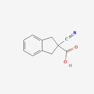 molecular formula C11H9NO2 B1359263 2-Cyano-1,3-dihydroindene-2-carboxylic acid CAS No. 858226-43-4