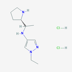 molecular formula C11H22Cl2N4 B13592720 1-ethyl-N-{1-[(2S)-pyrrolidin-2-yl]ethyl}-1H-pyrazol-4-amine dihydrochloride 