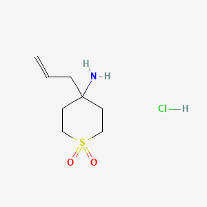 molecular formula C8H16ClNO2S B13592742 4-Amino-4-(prop-2-en-1-yl)-1lambda6-thiane-1,1-dionehydrochloride 