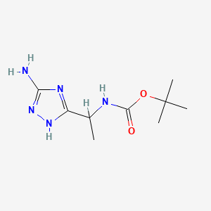 molecular formula C9H17N5O2 B13592754 tert-butyl N-[1-(5-amino-1H-1,2,4-triazol-3-yl)ethyl]carbamate 