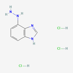 molecular formula C7H11Cl3N4 B13592823 7-hydrazinyl-1H-1,3-benzodiazole trihydrochloride 