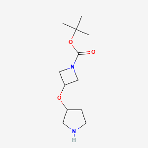 molecular formula C12H22N2O3 B13592900 Tert-butyl 3-(pyrrolidin-3-yloxy)azetidine-1-carboxylate 
