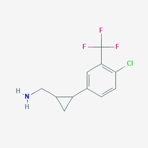 molecular formula C11H11ClF3N B13592941 (2-(4-Chloro-3-(trifluoromethyl)phenyl)cyclopropyl)methanamine 