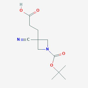 molecular formula C12H18N2O4 B13592974 3-{1-[(Tert-butoxy)carbonyl]-3-cyanoazetidin-3-yl}propanoicacid 
