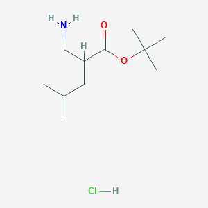 molecular formula C11H24ClNO2 B13592991 Tert-butyl2-(aminomethyl)-4-methylpentanoatehydrochloride 
