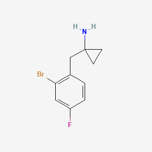 molecular formula C10H11BrFN B13593057 1-[(2-Bromo-4-fluorophenyl)methyl]cyclopropan-1-amine 