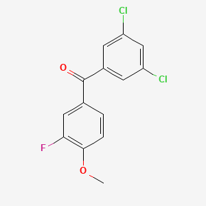 molecular formula C14H9Cl2FO2 B1359329 3,5-Dichloro-3'-fluoro-4'-methoxybenzophenone CAS No. 951886-12-7