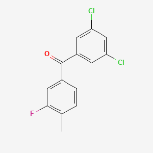 molecular formula C14H9Cl2FO B1359330 3,5-Dichloro-3'-fluoro-4'-methylbenzophenone CAS No. 951886-48-9
