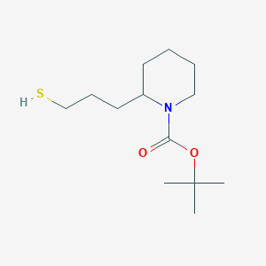 molecular formula C13H25NO2S B13593309 tert-Butyl 2-(3-mercaptopropyl)piperidine-1-carboxylate 