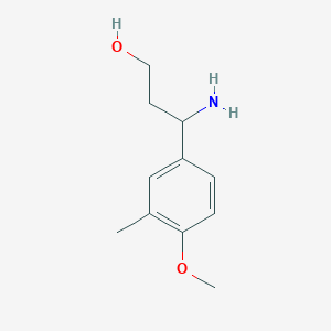 molecular formula C11H17NO2 B13593316 3-Amino-3-(4-methoxy-3-methylphenyl)propan-1-ol 