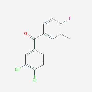molecular formula C14H9Cl2FO B1359334 3,4-Dichloro-4'-fluoro-3'-methylbenzophenone CAS No. 951886-86-5