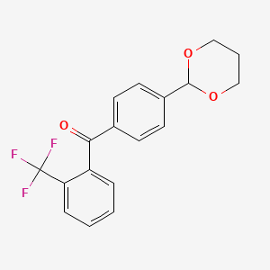 molecular formula C18H15F3O3 B1359344 4'-(1,3-Dioxan-2-YL)-2-trifluoromethylbenzophenone CAS No. 951888-71-4