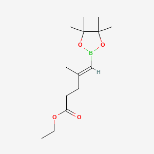 molecular formula C14H25BO4 B13593541 Ethyl 4-methyl-5-(4,4,5,5-tetramethyl-1,3,2-dioxaborolan-2-yl)pent-4-enoate 