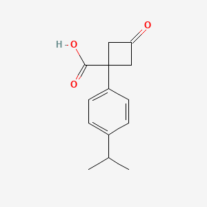 molecular formula C14H16O3 B13593570 1-(4-Isopropylphenyl)-3-oxocyclobutane-1-carboxylic acid 
