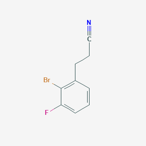 molecular formula C9H7BrFN B13593598 2-Bromo-3-fluorobenzenepropanenitrile 