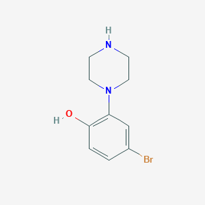 molecular formula C10H13BrN2O B13593640 4-Bromo-2-(piperazin-1-yl)phenol 