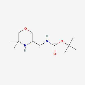 molecular formula C12H24N2O3 B13593667 tert-butyl N-[(5,5-dimethylmorpholin-3-yl)methyl]carbamate 